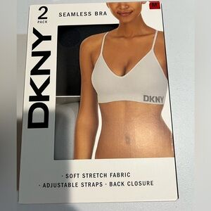 DKNY Ladies’ 2-Pack Seamless Bra‎ with Adjustable Straps, Blue Ink/Aluminum Med